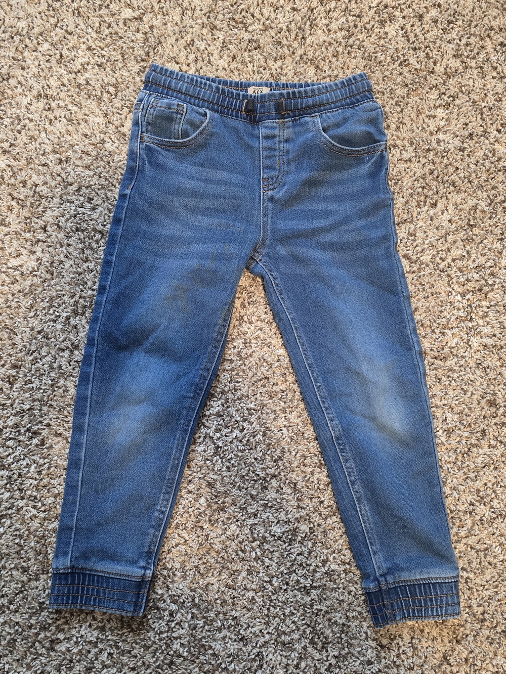 Kids Elastic Waist Blue Denim Jogger Pants